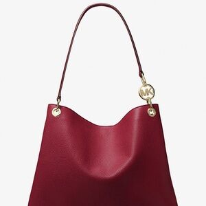 Michael Kors Christina Red Leather Shoulder Bag with Gold Hardware
